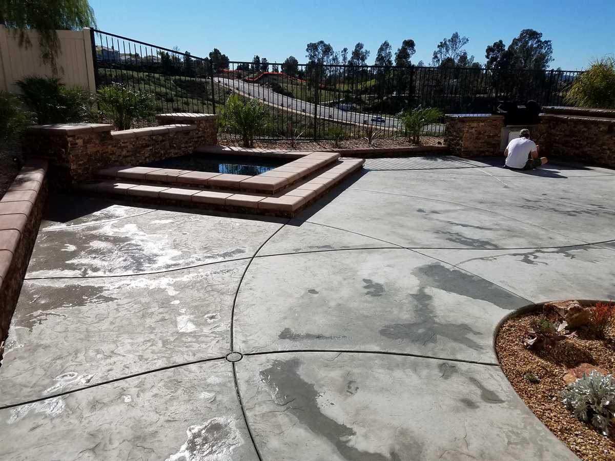 stained concrete patio before