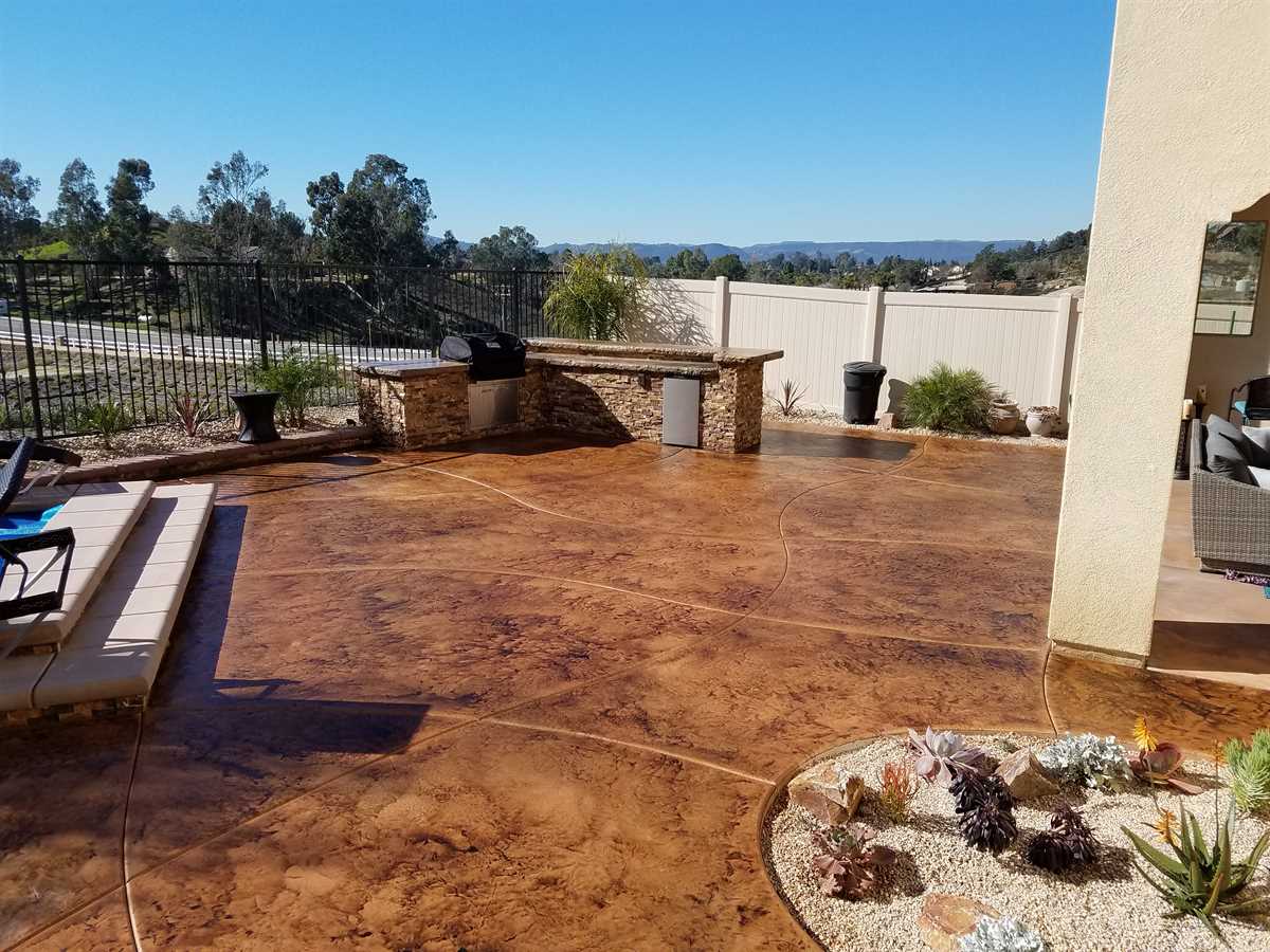 stained concrete patio after